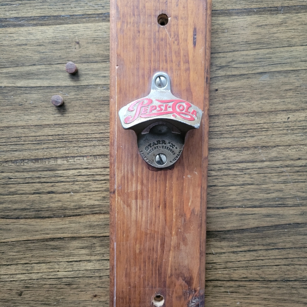 Vintage wood Mounted Pepsi Cola bottle opener